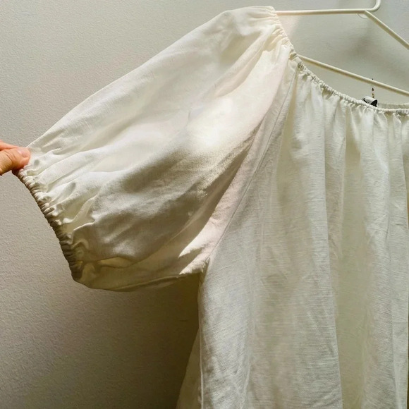 ZARA - TRF Cotton Linen  Blend Balloon Sleeve Top - Picture 5 of 7